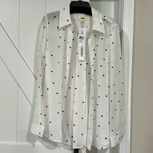 L’ Agence black and white scatter heart blouse